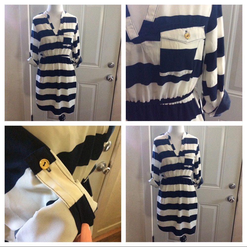 Navy & white shirt dress excellent condition